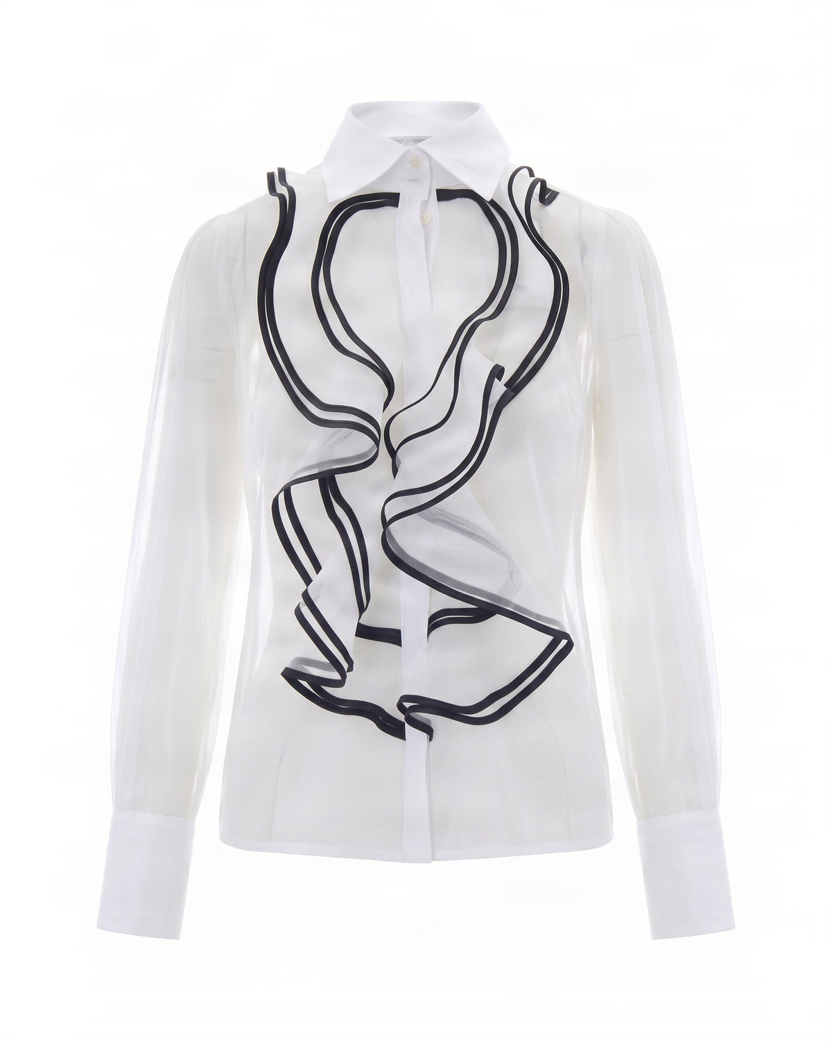 
Ruffled Shirt – Ivory/Black