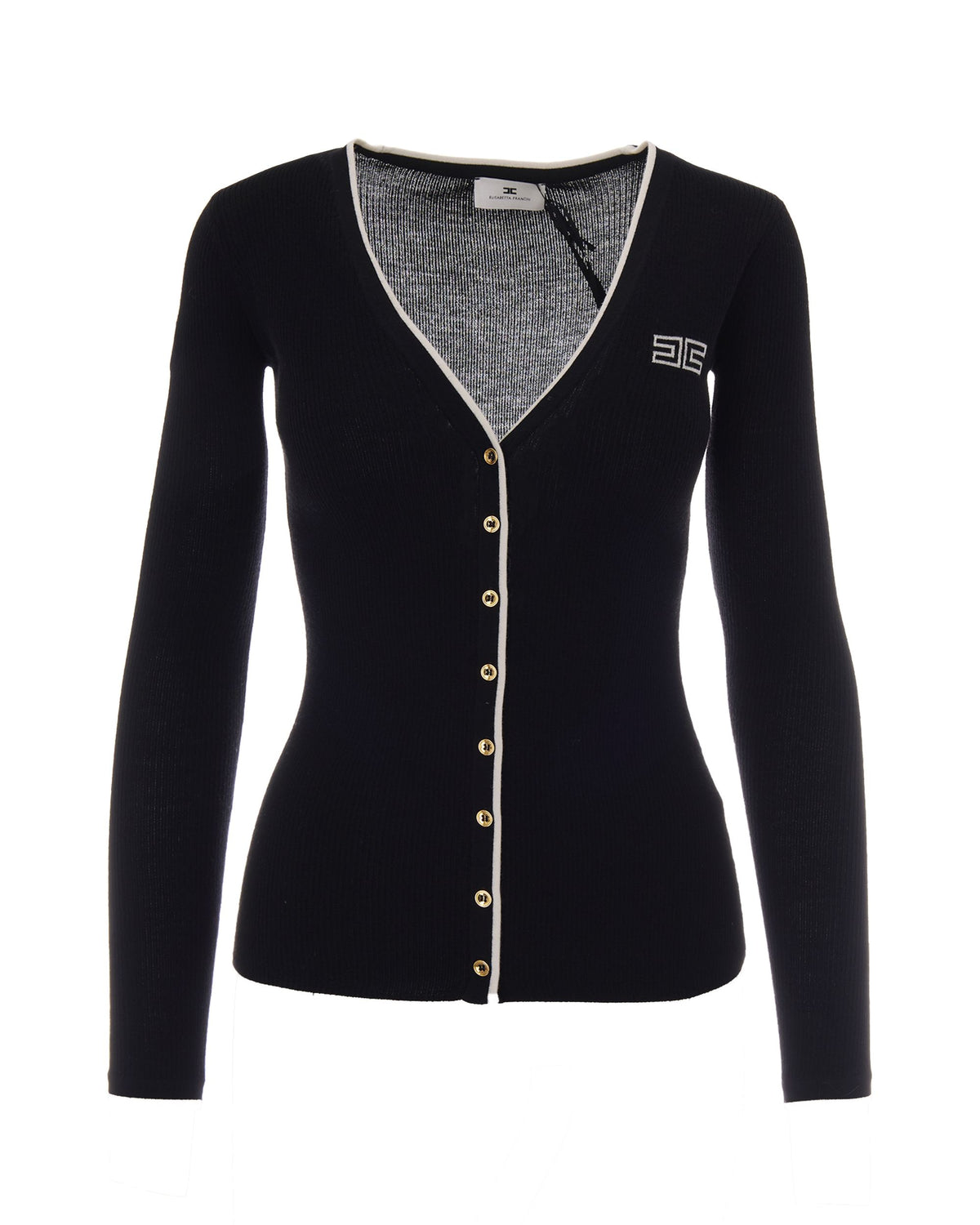 
Ribbed Cardigan – Black/Butter