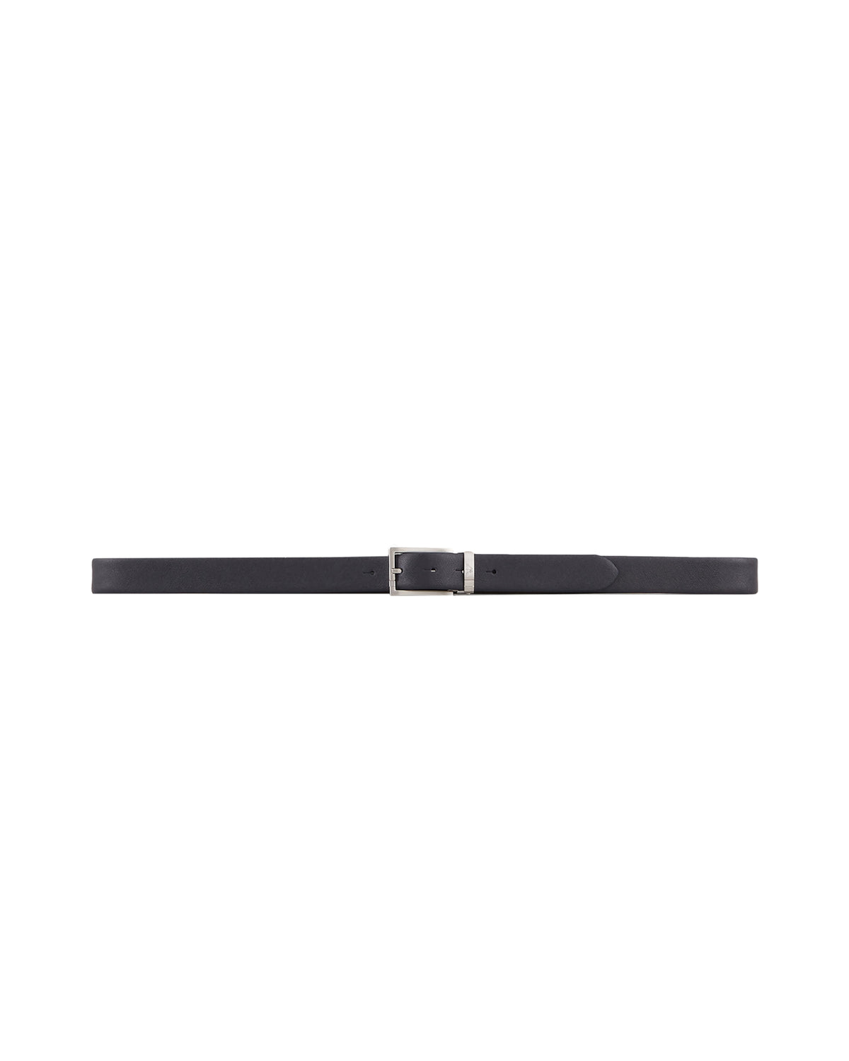 
Reversible two-tone leather belt with all-over embossed eagle – Blue/Black