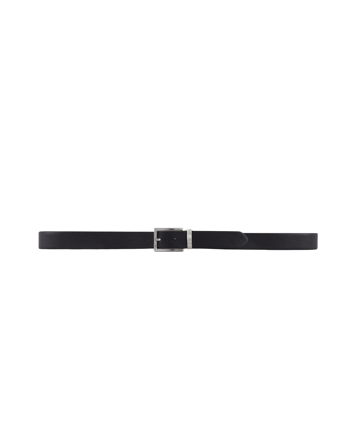 
Reversible two-tone leather belt with all-over embossed eagle – Black/Blue