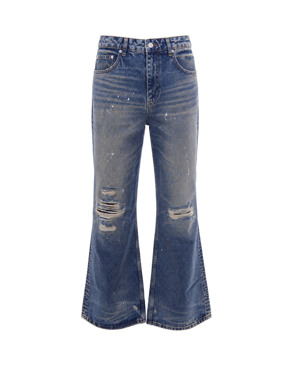 
Relaxed Aged Indigo Jeans – Paint Stains