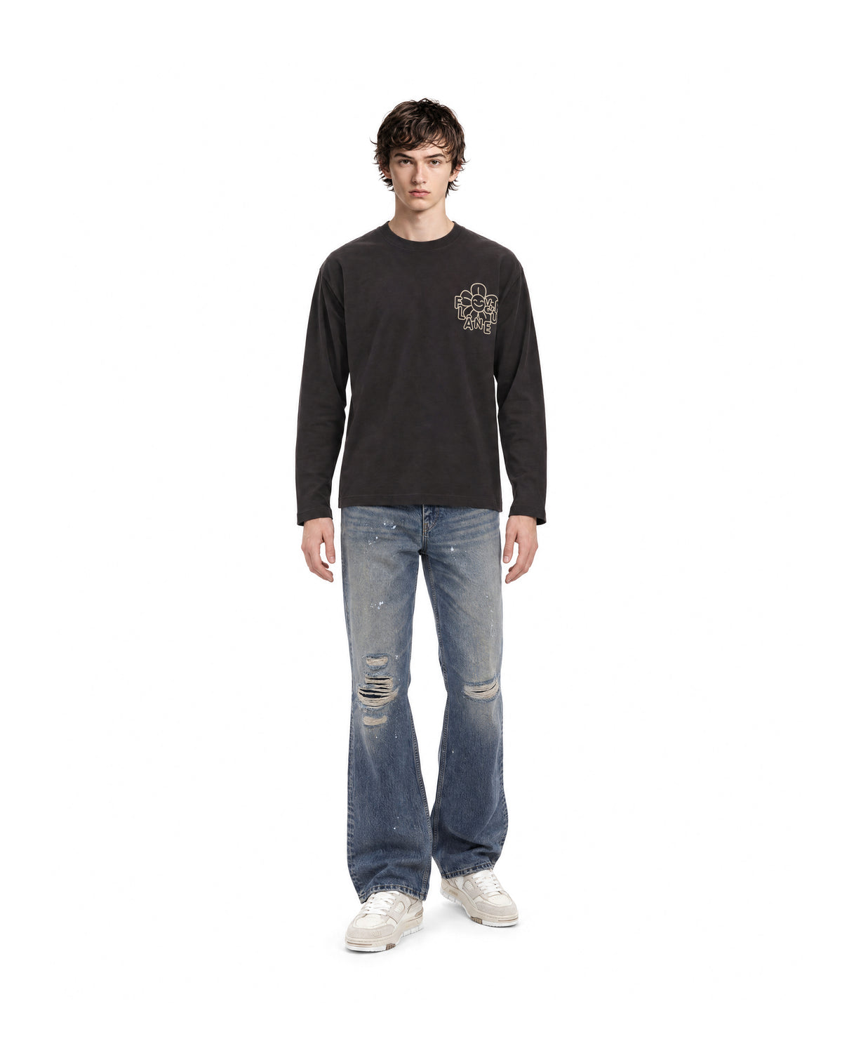 
Relaxed Aged Indigo Jeans – Paint Stains