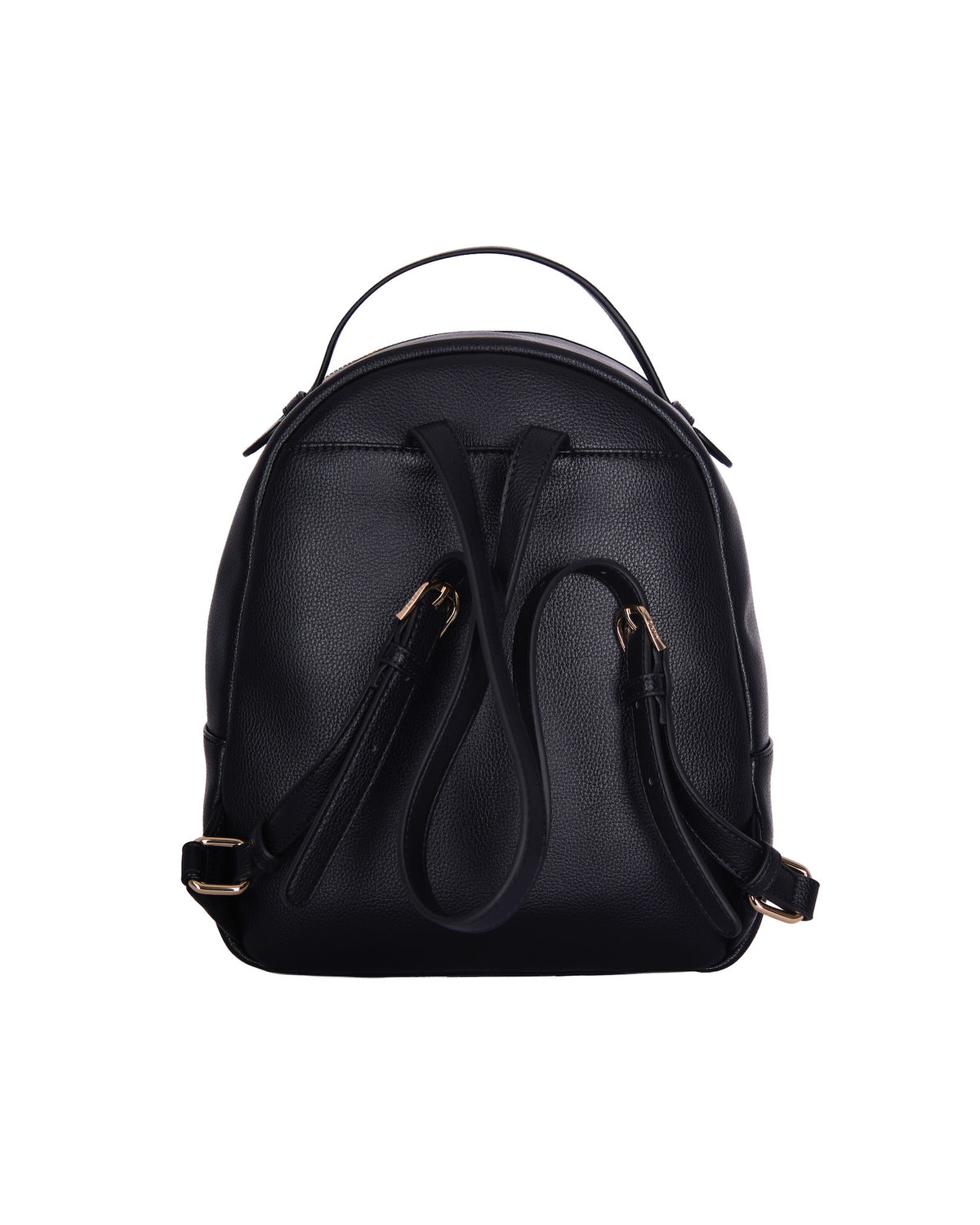 
Faux Leather Backpack M Black – Black