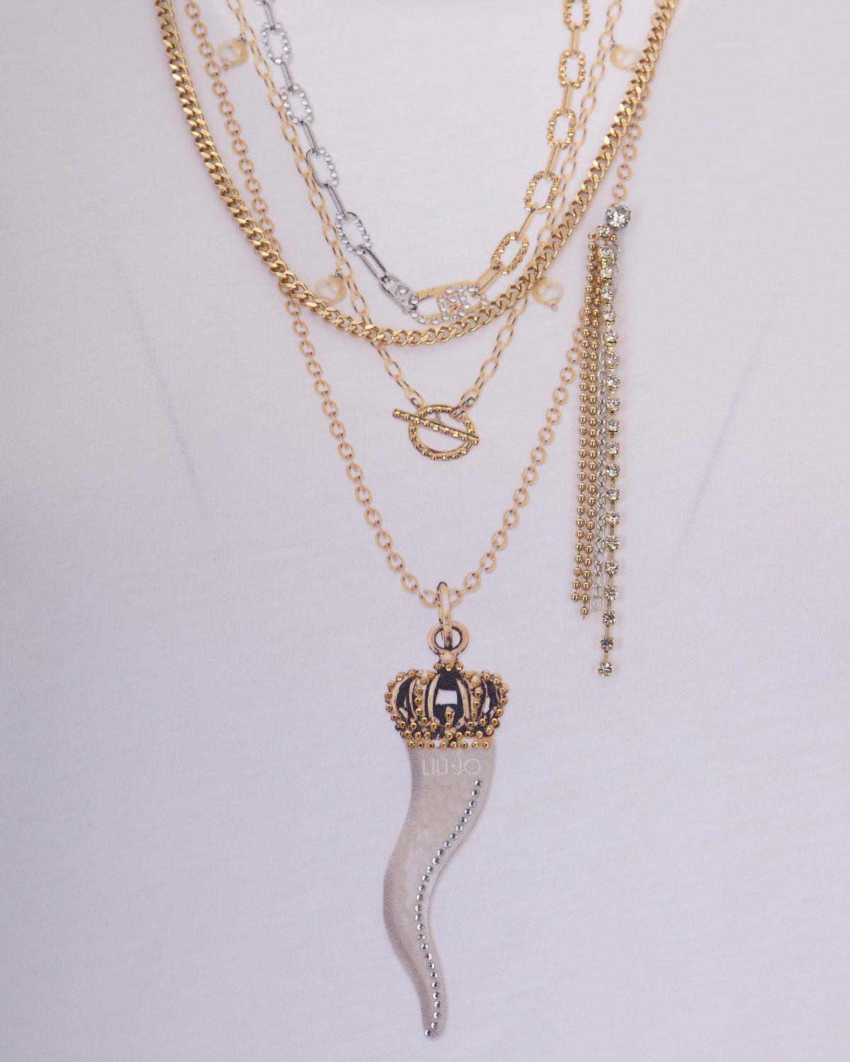 
Slim T-shirt – White Liujo Chains