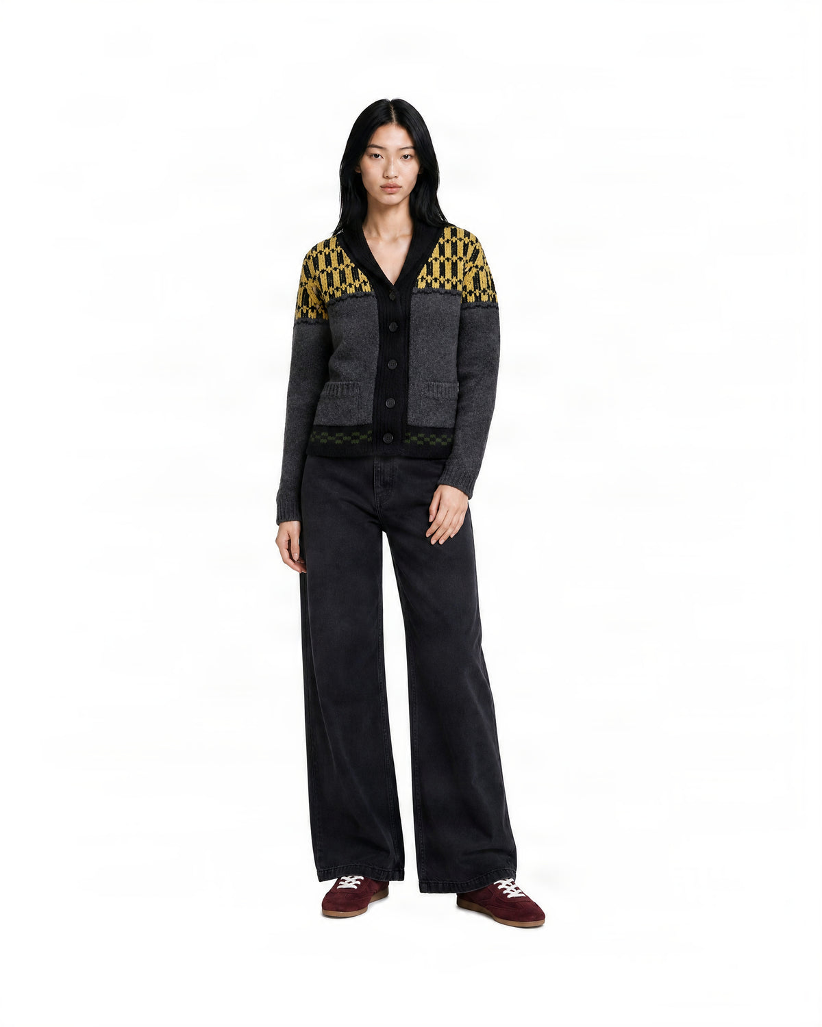 
Intarsia Cardigan – Graphite