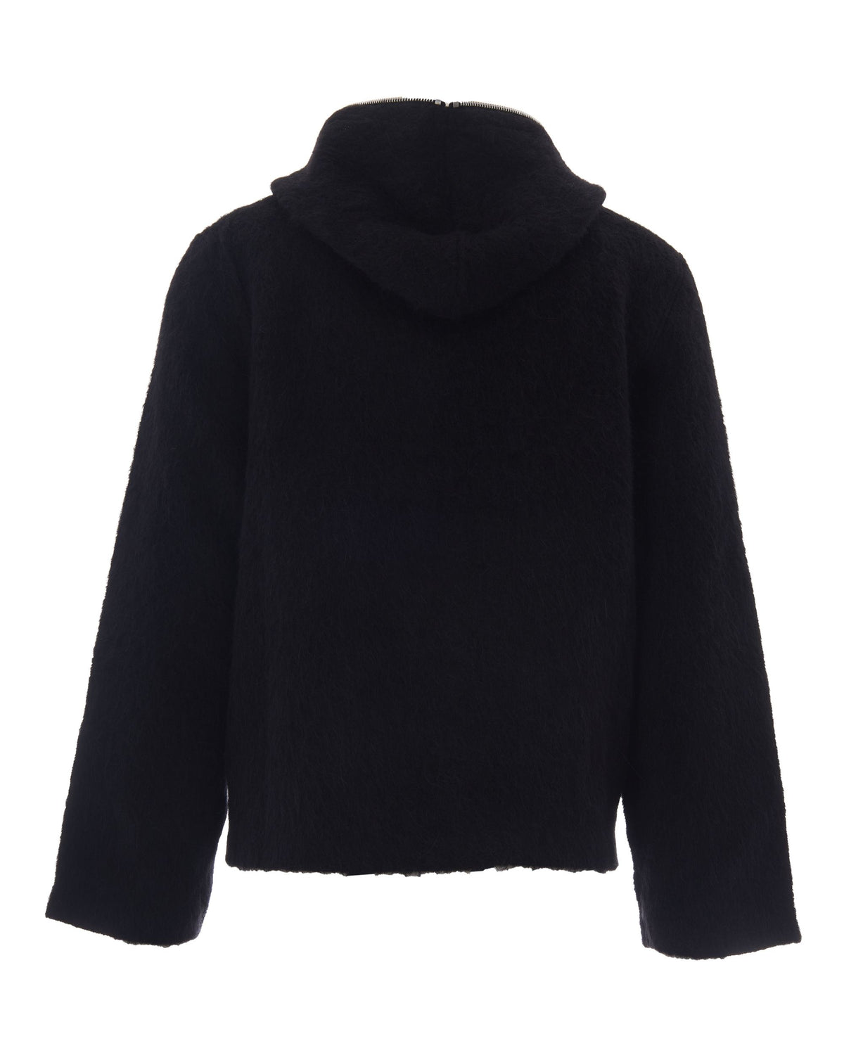 
Full-Zip Hooded Sweatshirt – Black Hairy Wool