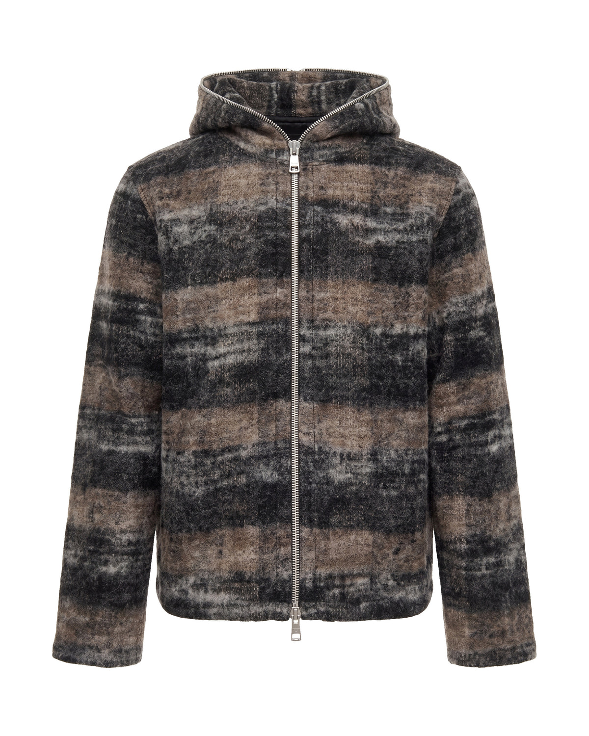 
Full-Zip Hooded Sweatshirt – Night Woods Check Lofty Wool