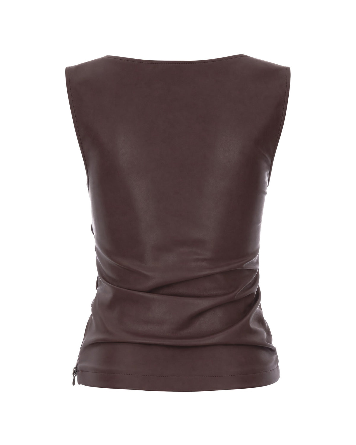 
Faux Leather Top – Wood Brown