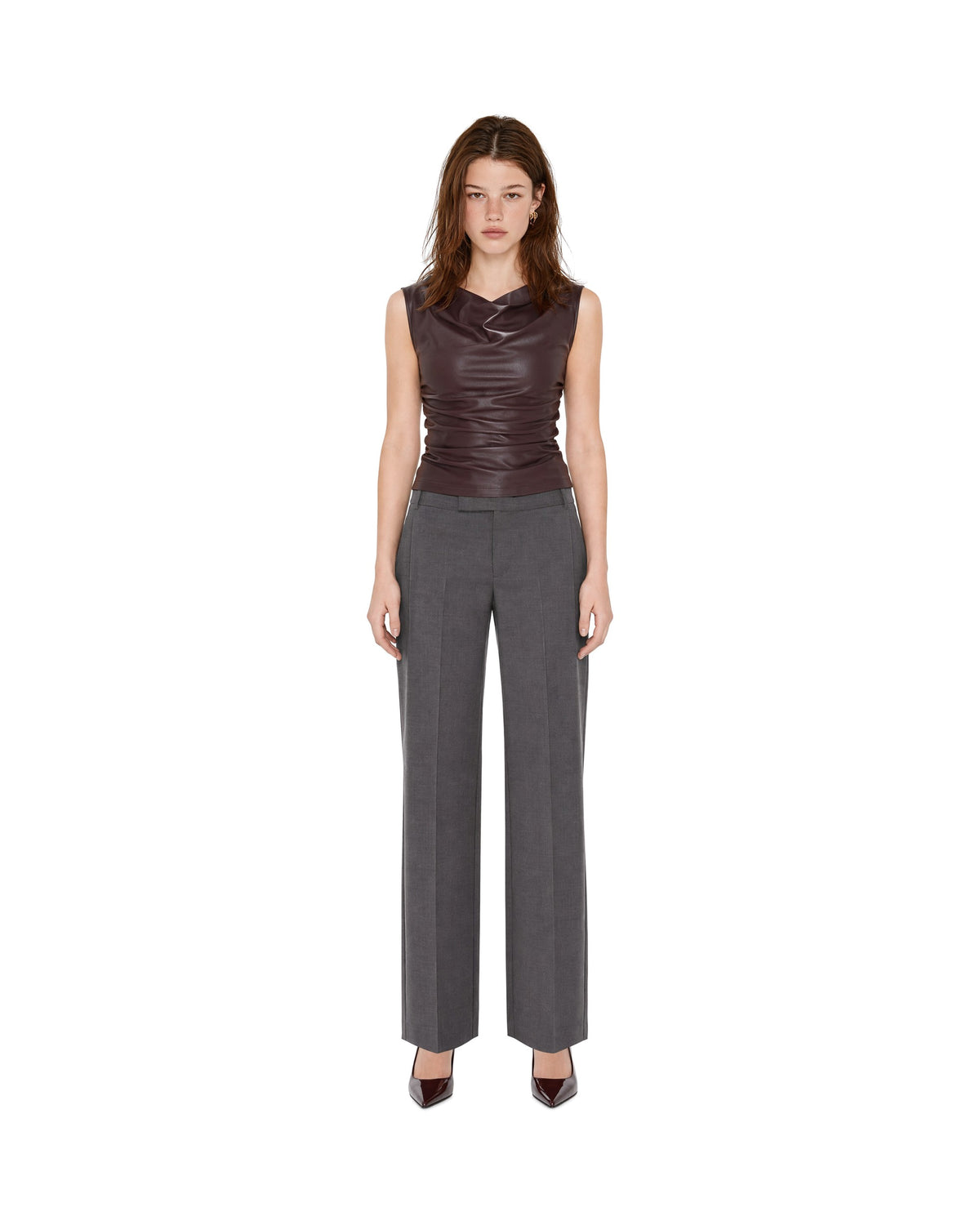 
Faux Leather Top – Wood Brown