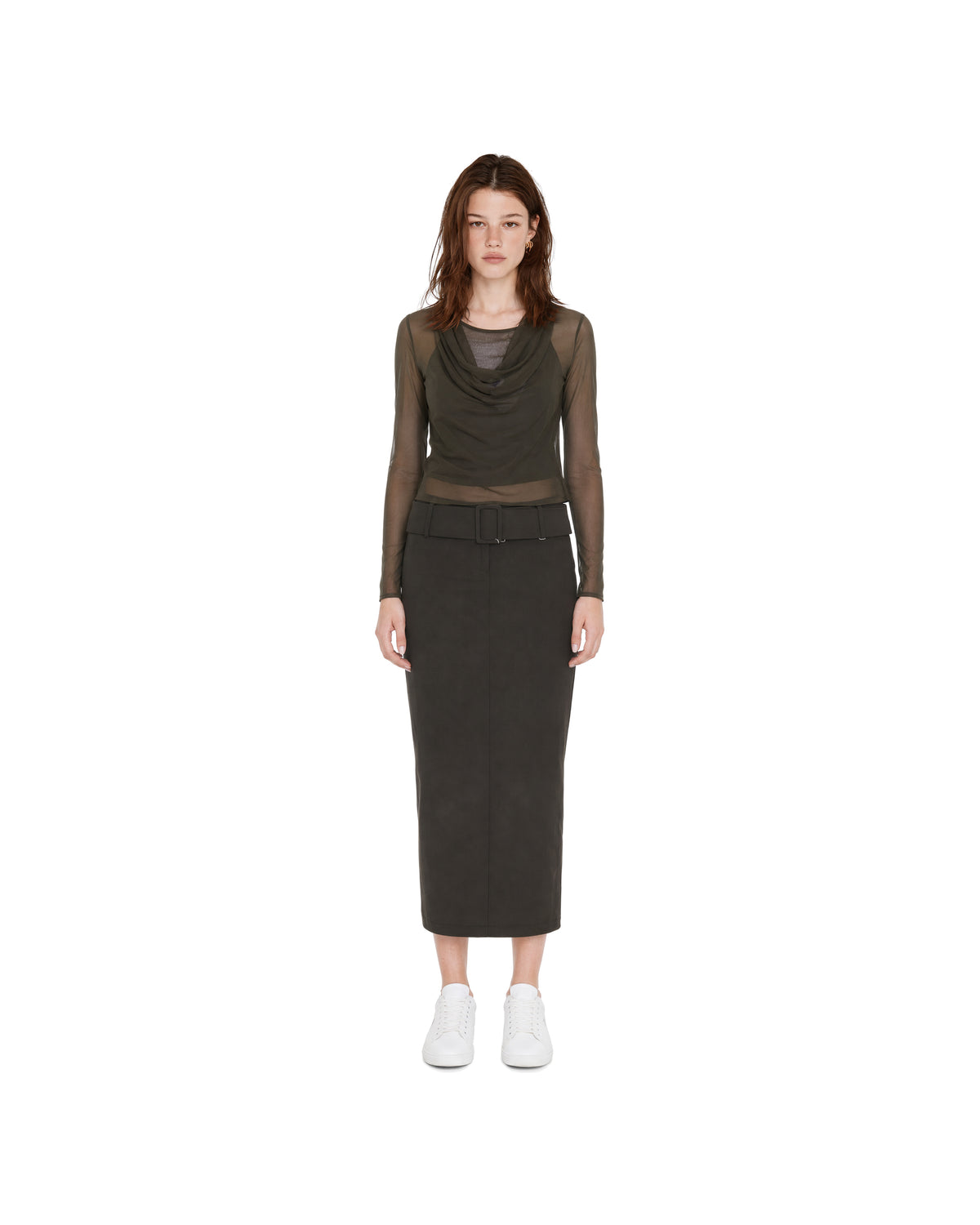
Midi Belted Skirt – Mysterious Green