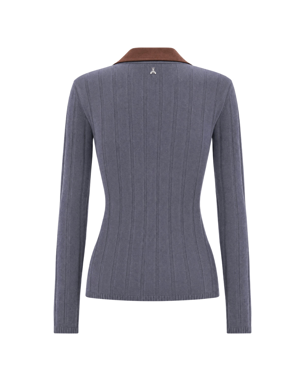 
Ribbed Cardigan – Bluish Grey/Brown