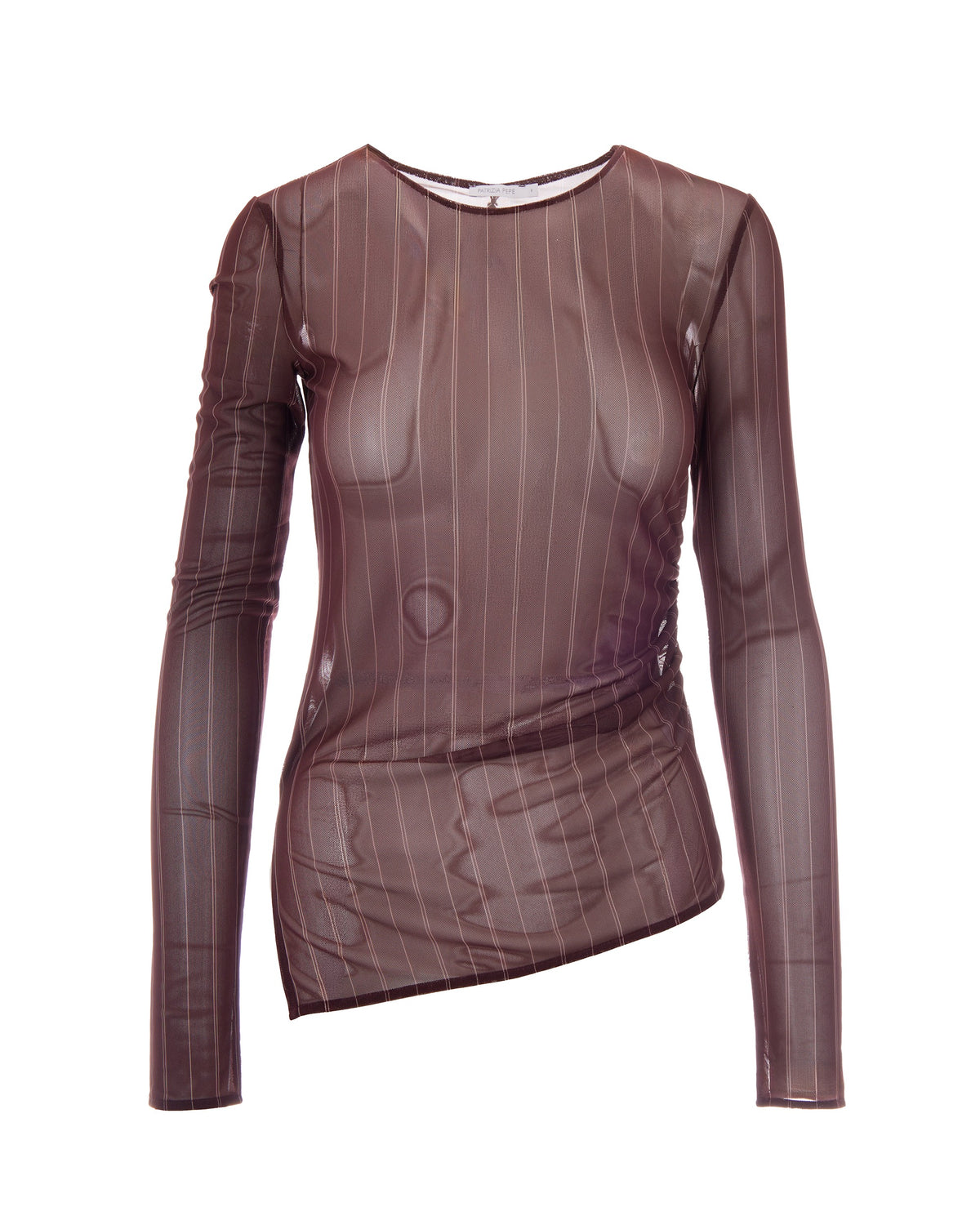 
Pinstripe Tulle Top – Wood Brown Striped