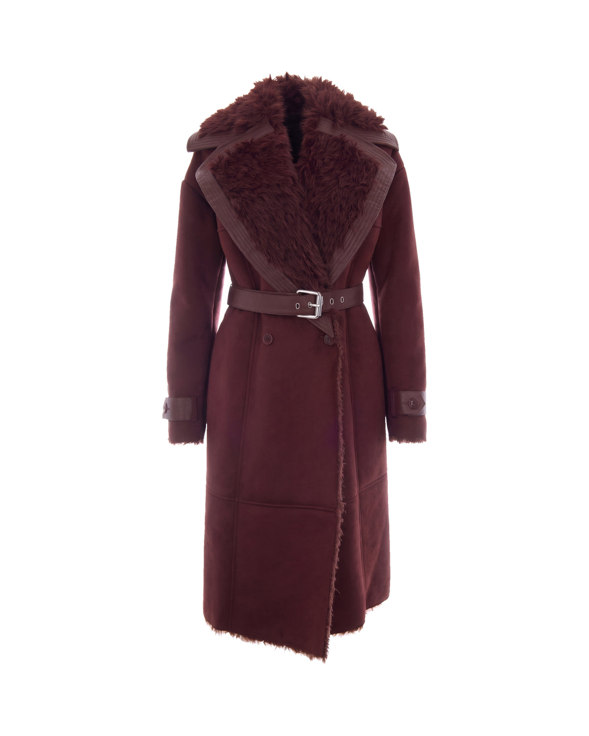 
Fluffy Suede Coat – Wood Brown