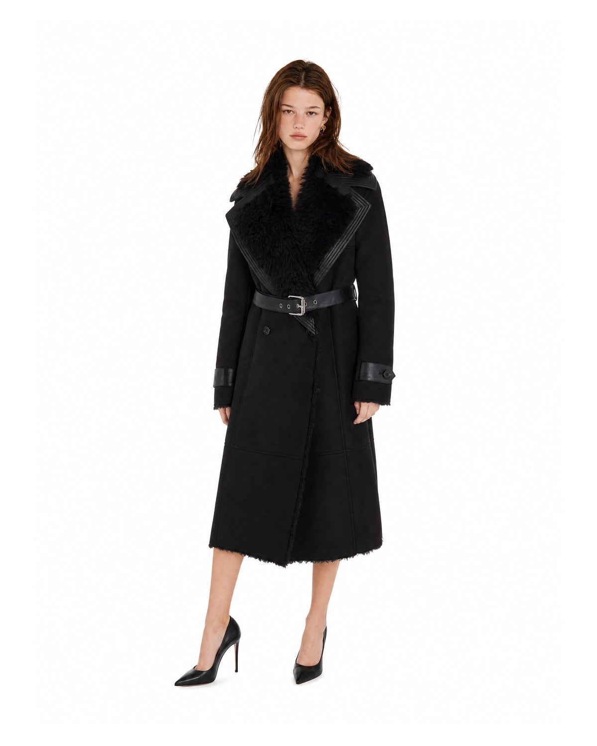 
Fluffy Suede Coat – Black