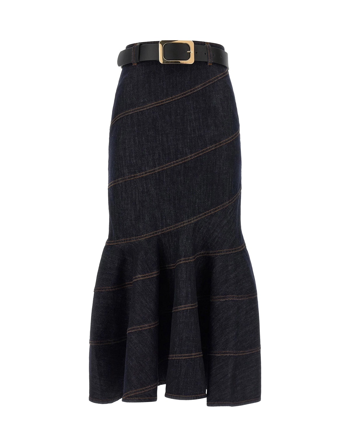 
Belted Midi Skirt – Denim - Blue