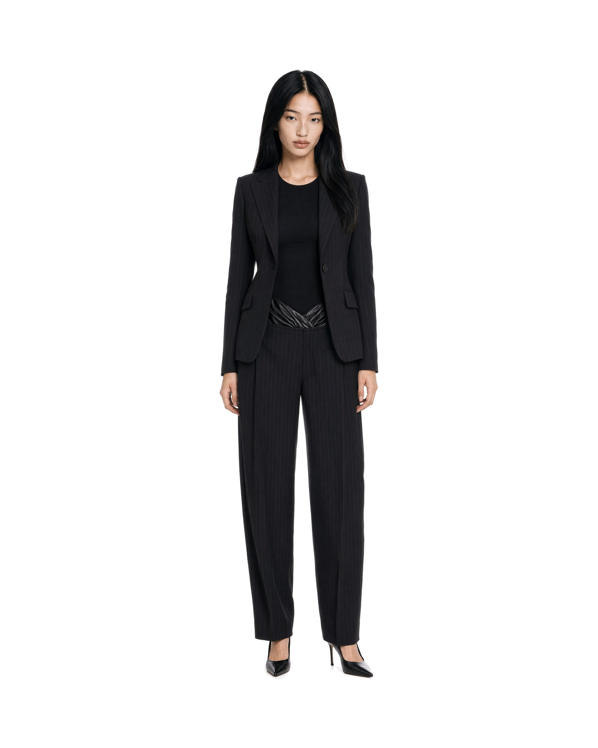 
Pinstripe Trousers – Black/White