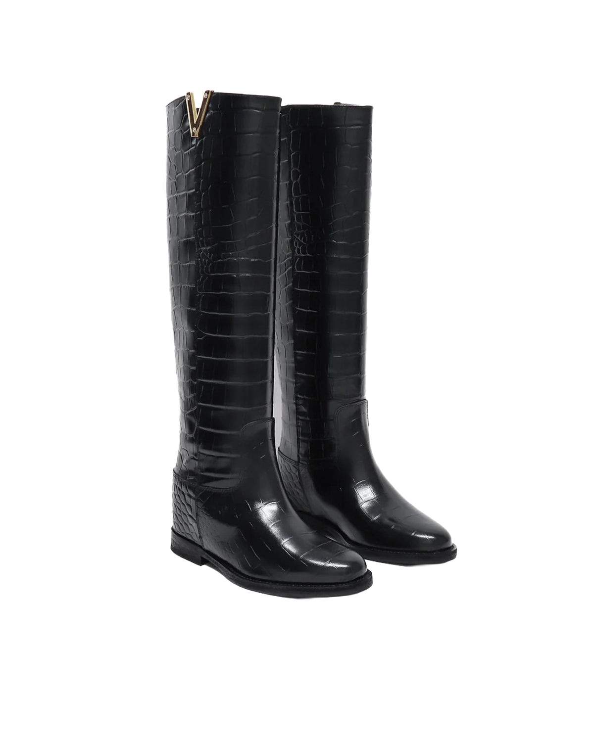
Black croc-effect boot – Black